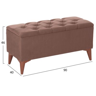 LONG STOOL-TRUNK STROL HM9261.04 BROWN FABRIC QUILTED SEAT 90x40x46Hcm.