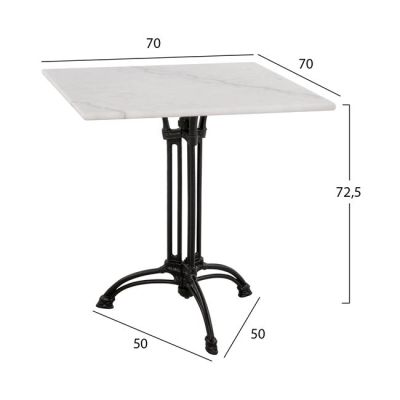Маса с 3 крака от чугун HM5611 с мрамор 70х70