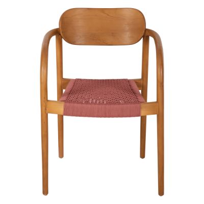 ARMCHAIR OSLO HM9636.06 TEAK WOOD IN NATURAL & PINK ROPE 55x54x80Hcm.