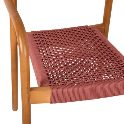 ARMCHAIR OSLO HM9636.06 TEAK WOOD IN NATURAL & PINK ROPE 55x54x80Hcm.