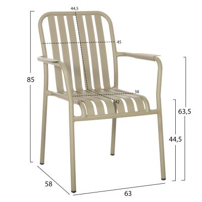 ALUMINUM ARMCHAIR RACHEL HM6088.07 DARK OLIVE 63x58x85Hcm.
