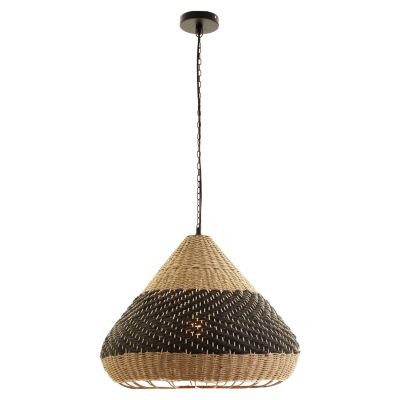 CEILING PENDANT LAMP HM4354 NATURAL RATTAN-PAPER ROPE-NATURAL&BLACK COLOR Φ54x42-145Hcm.