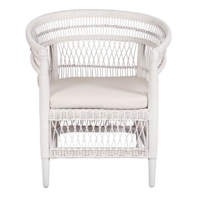 ARMCHAIR MALAWI HM9635.02 MAHOGANY WOOD WITH RATTAN IN WHITE-WHITE CUSHION 80x70x86Hcm.