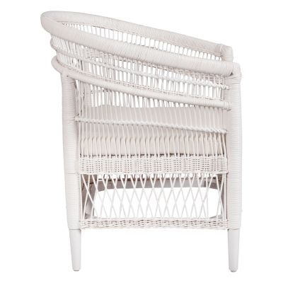 ARMCHAIR MALAWI HM9635.02 MAHOGANY WOOD WITH RATTAN IN WHITE-WHITE CUSHION 80x70x86Hcm.