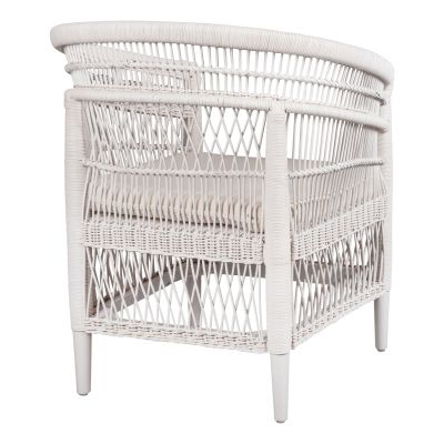 ARMCHAIR MALAWI HM9635.02 MAHOGANY WOOD WITH RATTAN IN WHITE-WHITE CUSHION 80x70x86Hcm.