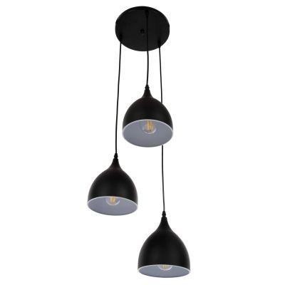 CEILING PENDANT LAMP HM4137 3-LIGHT BLACK METAL Φ33x33-115Hcm.