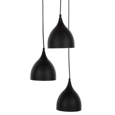 CEILING PENDANT LAMP HM4137 3-LIGHT BLACK METAL Φ33x33-115Hcm.