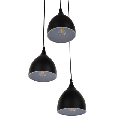CEILING PENDANT LAMP HM4137 3-LIGHT BLACK METAL Φ33x33-115Hcm.