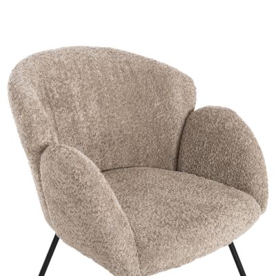 КРЕСЛО HARNIS HM9603.08 БЕЖОВО БУКЛЕ-ЧЕРНА МЕТАЛНА ОСНОВА 59.5x64x77Hcm.