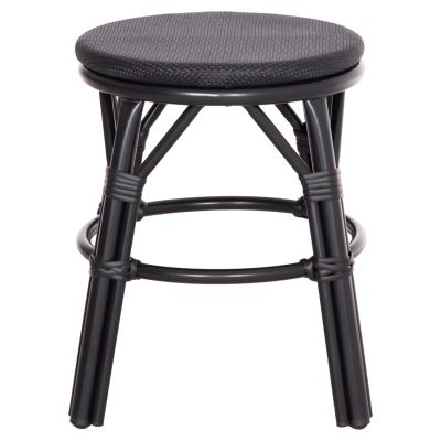 ALUMINUM ROUND STOOL CHINO HM6285.02 BAMBOO LOOK & TEXTILENE IN BLACK Φ36x46Hcm.