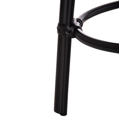 ALUMINUM ROUND STOOL CHINO HM6285.02 BAMBOO LOOK & TEXTILENE IN BLACK Φ36x46Hcm.