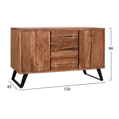 Buffet HM8176 Fansi from solid acacia Wood natural 150x45x86cm