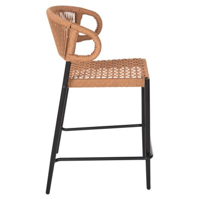BAR STOOL MEDIUM HEIGHT EULO HM6087.03 ALUMINUM BLACK-SYNTHETIC RATTAN 60x56,5x99Hcm.