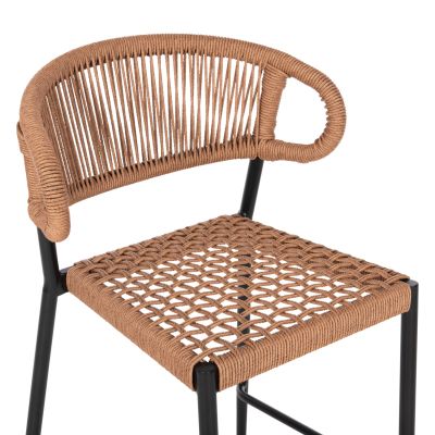 BAR STOOL MEDIUM HEIGHT EULO HM6087.03 ALUMINUM BLACK-SYNTHETIC RATTAN 60x56,5x99Hcm.