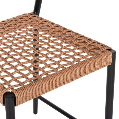 BAR STOOL MEDIUM HEIGHT EULO HM6087.03 ALUMINUM BLACK-SYNTHETIC RATTAN 60x56,5x99Hcm.