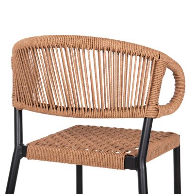 BAR STOOL MEDIUM HEIGHT EULO HM6087.03 ALUMINUM BLACK-SYNTHETIC RATTAN 60x56,5x99Hcm.