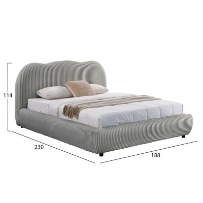 DOUBLE BED WITH STORAGE SPACE KALLY HM729.01 GREY FEAUX FUR FABRIC--MATTRESS 160x200cm.