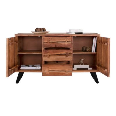 Buffet HM8176 Fansi from solid acacia Wood natural 150x45x86cm