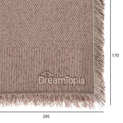 SOFA COVER-THROW WITH FRINGES DREAMTOPIA HM12165.01 IN LIGHT BROWN COLOR 295X170cm.