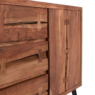 Buffet HM8176 Fansi from solid acacia Wood natural 150x45x86cm