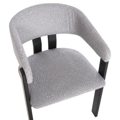 DINING CHAIR ZARRA HM9970.02 RUBBERWOOD IN BLACK-LIGHT GREY FABRIC 55,5x59x81,5Hcm.
