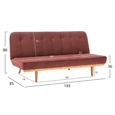 Диван Легло 3 места от кадифе гнила ябълка HM3168.02 193x85x88см