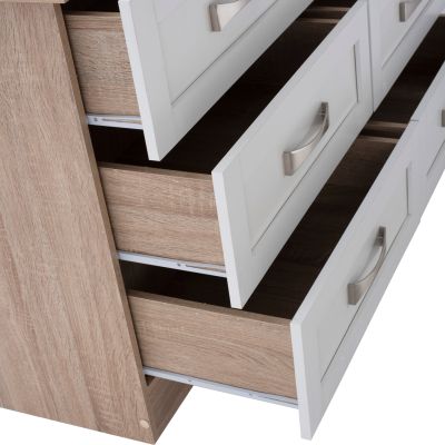 Bedroom dresser -drawer HM317.06 with 6 drawers Sonama-white 120x40x76cm