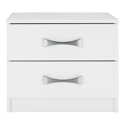NIGHT STAND WITH 2 DRAWERS AND SILVER HANDLE HM2235.05 ΛΕΥΚΟ 48x40,5x41,5Ycm.