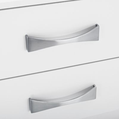 NIGHT STAND WITH 2 DRAWERS AND SILVER HANDLE HM2235.05 ΛΕΥΚΟ 48x40,5x41,5Ycm.