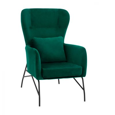 Armchair Velvet Cypress Green with metallic black leg HM8721.03 67x80x102 cm.