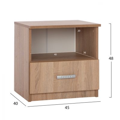 NIGHT STAND WITH DRAWER SONAMA OAK HM2431.01 45x40x48 cm.