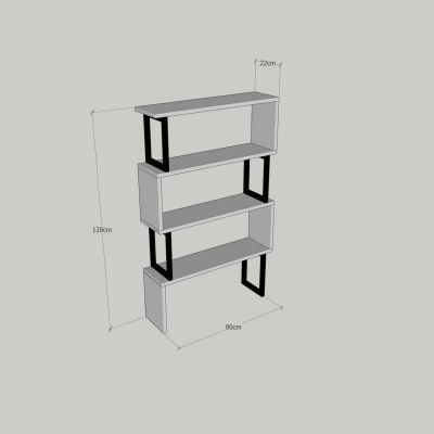 ЕТАЖЕР ЗА КНИЖА ОТ ОРЕХ С ЧЕРНА РАМКА HM8867.01 80x22x128см.