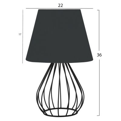 TABLE LAMP HM7604.01 BLACK METAL BODY, BLACK CAP FABRIC