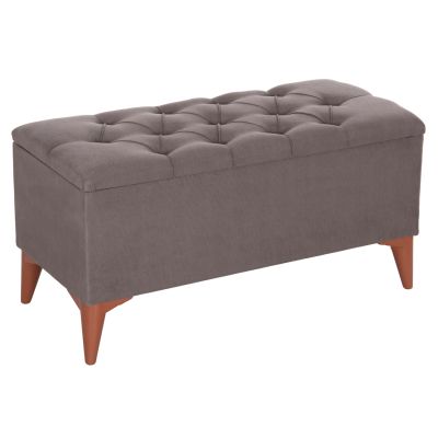 LONG STOOL-TRUNK STROL HM9261.01 GREY FABRIC QUILTED SEAT