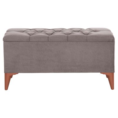 ДЪЛГА ТАБУРЕТКА-БАГАЖНИК HM9261.01 ВАТИРАНА СЕДАЛКА ОТ СИВ ПЛАТ