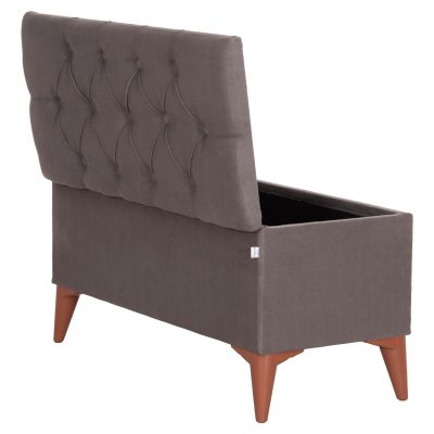 ДЪЛГА ТАБУРЕТКА-БАГАЖНИК HM9261.01 ВАТИРАНА СЕДАЛКА ОТ СИВ ПЛАТ