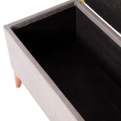 ДЪЛГА ТАБУРЕТКА-БАГАЖНИК HM9261.01 ВАТИРАНА СЕДАЛКА ОТ СИВ ПЛАТ