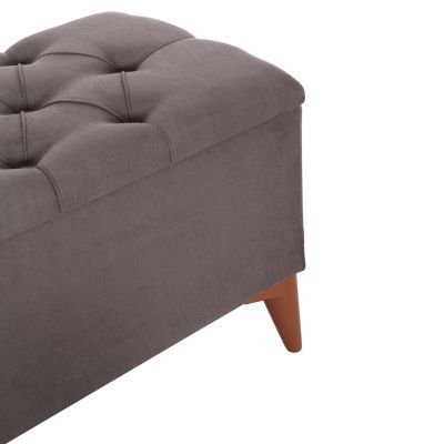 ДЪЛГА ТАБУРЕТКА-БАГАЖНИК HM9261.01 ВАТИРАНА СЕДАЛКА ОТ СИВ ПЛАТ