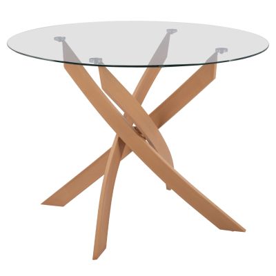 ТРАПЕЗНА МАСА КРЪГЛА JADA МЕТАЛНИ КРАКА ЗАКАЛЕНО СТЪКЛО Φ120X75Hcm.HM8733.02