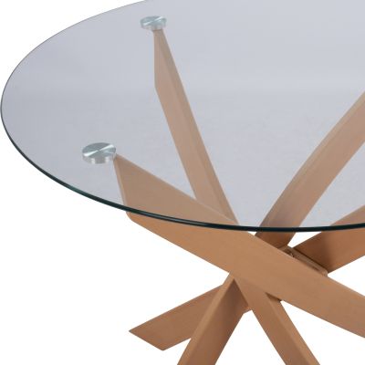 ТРАПЕЗНА МАСА КРЪГЛА JADA МЕТАЛНИ КРАКА ЗАКАЛЕНО СТЪКЛО Φ120X75Hcm.HM8733.02