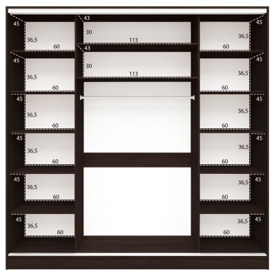 ГРАДЕРОБ ADLER ПЛЪЗГАЩ МЕЛАМИНОВ ВЕНГЕ С ОГЛЕДАЛО 3-КРИЛЕН 240x60x240H HM2462.02