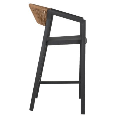 BAR STOOL ALUMINUM WITH ARMS CHARCOAL GREY TEXTLINE PE RATTAN 56x58x105Hcm.HM5892.01