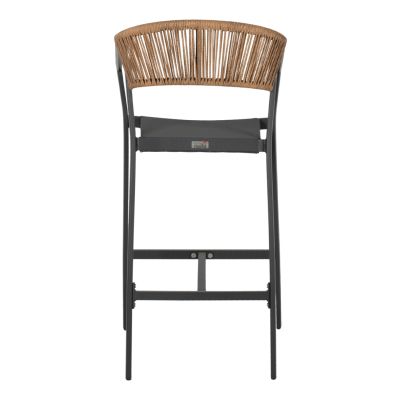 BAR STOOL ALUMINUM WITH ARMS CHARCOAL GREY TEXTLINE PE RATTAN 56x58x105Hcm.HM5892.01