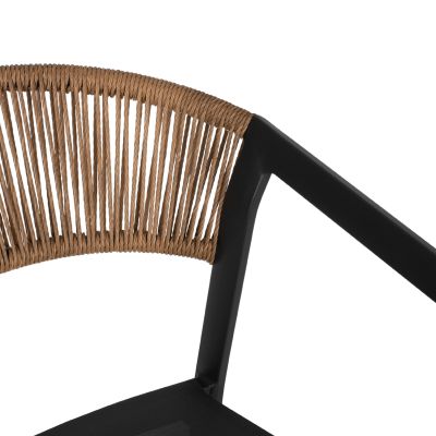 BAR STOOL ALUMINUM WITH ARMS CHARCOAL GREY TEXTLINE PE RATTAN 56x58x105Hcm.HM5892.01