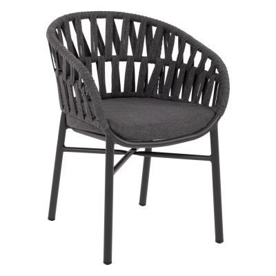 ARMCHAIR ALUMINUM DARK GREY WITH ROPE DARK GREY  HM5857.01 57x56x78Η cm.