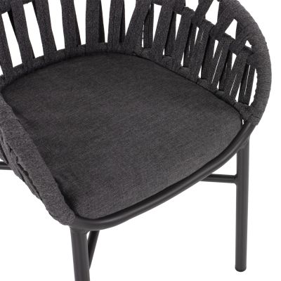 ARMCHAIR ALUMINUM DARK GREY WITH ROPE DARK GREY  HM5857.01 57x56x78Η cm.