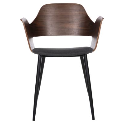 DINING CHAIR VELP HM9616.04 WOOD IN WALNUT-GREY FABRIC-BLACK METAL LEGS 55,5x50x79Hcm.