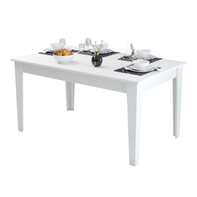 DINING TABLE STANDARD HM9507.06 MELAMINE WΗΙΤΕ WITH STORAGE SPACE 145x88x75Hcm.