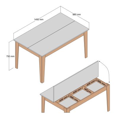 DINING TABLE STANDARD HM9507.06 MELAMINE WΗΙΤΕ WITH STORAGE SPACE 145x88x75Hcm.
