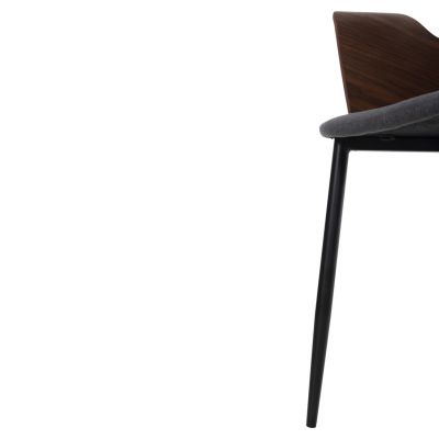 DINING CHAIR VELP HM9616.04 WOOD IN WALNUT-GREY FABRIC-BLACK METAL LEGS 55,5x50x79Hcm.